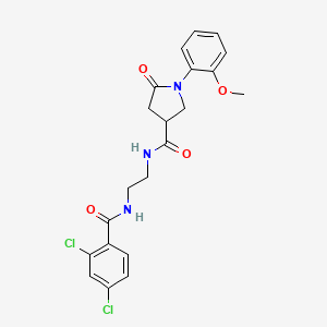 molecular formula C21H21Cl2N3O4 B12173338 N-(2-{[(2,4-dichlorophenyl)carbonyl]amino}ethyl)-1-(2-methoxyphenyl)-5-oxopyrrolidine-3-carboxamide 