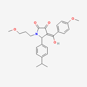 molecular formula C25H29NO5 B12173468 (4E)-4-[hydroxy(4-methoxyphenyl)methylidene]-1-(3-methoxypropyl)-5-[4-(propan-2-yl)phenyl]pyrrolidine-2,3-dione 