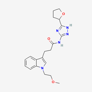 molecular formula C20H25N5O3 B12173473 3-[1-(2-methoxyethyl)-1H-indol-3-yl]-N-[3-(tetrahydrofuran-2-yl)-1H-1,2,4-triazol-5-yl]propanamide 