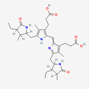 molecular formula C33H46N4O6 B1217350 21H-Biline-8,12-dipropanoic acid, 3,18-diethyl-1,2,3,4,5,15,16,17,18,19,22,24-dodecahydro-2,7,13,17-tetramethyl-1,19-dioxo-, (2R,3R,4S,16S,17R,18R)- CAS No. 34217-90-8