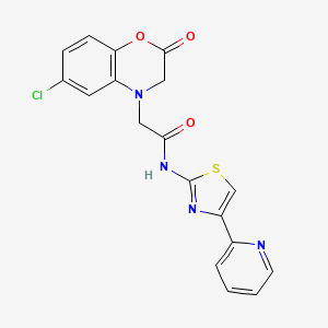 2-(6-chloro-2-oxo-2,3-dihydro-4H-1,4-benzoxazin-4-yl)-N-[4-(pyridin-2-yl)-1,3-thiazol-2-yl]acetamide