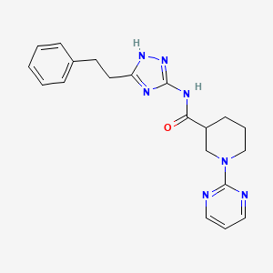 molecular formula C20H23N7O B12173558 N-[3-(2-phenylethyl)-1H-1,2,4-triazol-5-yl]-1-(pyrimidin-2-yl)piperidine-3-carboxamide 