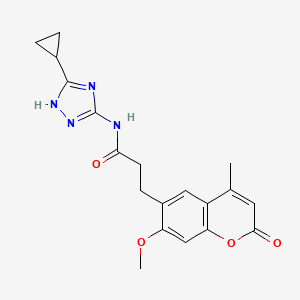 molecular formula C19H20N4O4 B12173570 N-(3-cyclopropyl-1H-1,2,4-triazol-5-yl)-3-(7-methoxy-4-methyl-2-oxo-2H-chromen-6-yl)propanamide 