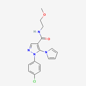 molecular formula C17H17ClN4O2 B12173614 1-(4-chlorophenyl)-N-(2-methoxyethyl)-5-(1H-pyrrol-1-yl)-1H-pyrazole-4-carboxamide 