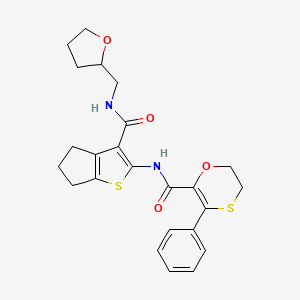 3-phenyl-N-{3-[(tetrahydrofuran-2-ylmethyl)carbamoyl]-5,6-dihydro-4H-cyclopenta[b]thiophen-2-yl}-5,6-dihydro-1,4-oxathiine-2-carboxamide