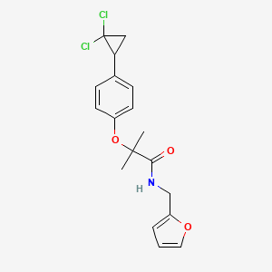 molecular formula C18H19Cl2NO3 B12173731 2-[4-(2,2-dichlorocyclopropyl)phenoxy]-N-(furan-2-ylmethyl)-2-methylpropanamide 