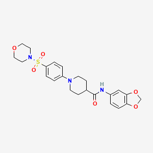 molecular formula C23H27N3O6S B1217384 N-(1,3-benzodioxol-5-yl)-1-[4-(4-morpholinylsulfonyl)phenyl]-4-piperidinecarboxamide 