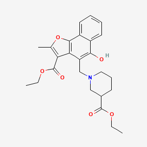 molecular formula C25H29NO6 B12173841 Ethyl 1-{[3-(ethoxycarbonyl)-5-hydroxy-2-methylnaphtho[1,2-b]furan-4-yl]methyl}piperidine-3-carboxylate 