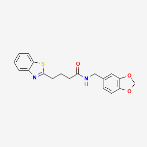 molecular formula C19H18N2O3S B12173869 N-(1,3-benzodioxol-5-ylmethyl)-4-(1,3-benzothiazol-2-yl)butanamide 