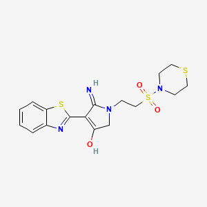 molecular formula C17H20N4O3S3 B12174091 4-(1,3-benzothiazol-2-yl)-5-imino-1-[2-(thiomorpholin-4-ylsulfonyl)ethyl]-2,5-dihydro-1H-pyrrol-3-ol 