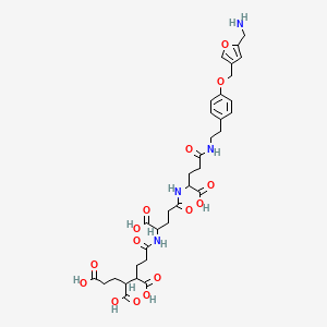 molecular formula C34H44N4O15 B1217411 7-[[4-[[4-[2-[4-[[5-(Aminomethyl)furan-3-yl]methoxy]phenyl]ethylamino]-1-carboxy-4-oxobutyl]amino]-1-carboxy-4-oxobutyl]amino]-7-oxoheptane-1,3,4-tricarboxylic acid 