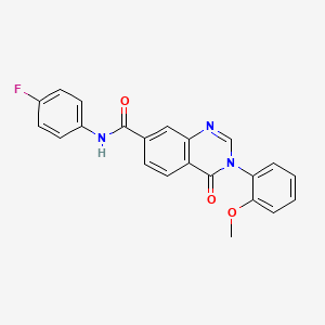 molecular formula C22H16FN3O3 B12174113 N-(4-fluorophenyl)-3-(2-methoxyphenyl)-4-oxo-3,4-dihydroquinazoline-7-carboxamide 