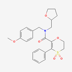 molecular formula C24H27NO6S B12174125 N-(4-methoxybenzyl)-3-phenyl-N-(tetrahydrofuran-2-ylmethyl)-5,6-dihydro-1,4-oxathiine-2-carboxamide 4,4-dioxide 