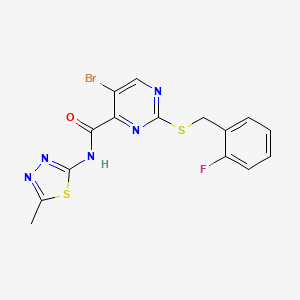 5-bromo-2-[(2-fluorobenzyl)sulfanyl]-N-(5-methyl-1,3,4-thiadiazol-2-yl)pyrimidine-4-carboxamide