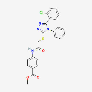 molecular formula C24H19ClN4O3S B12174255 methyl 4-[({[5-(2-chlorophenyl)-4-phenyl-4H-1,2,4-triazol-3-yl]sulfanyl}acetyl)amino]benzoate 