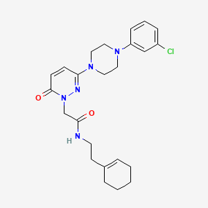 molecular formula C24H30ClN5O2 B12174257 2-(3-(4-(3-chlorophenyl)piperazin-1-yl)-6-oxopyridazin-1(6H)-yl)-N-(2-(cyclohex-1-en-1-yl)ethyl)acetamide 