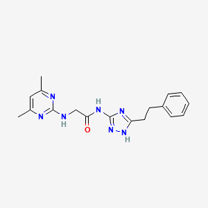 molecular formula C18H21N7O B12174270 N~2~-(4,6-dimethylpyrimidin-2-yl)-N-[3-(2-phenylethyl)-1H-1,2,4-triazol-5-yl]glycinamide 