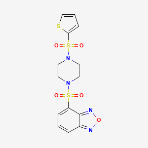 molecular formula C14H14N4O5S3 B12174280 4-{[4-(Thiophen-2-ylsulfonyl)piperazin-1-yl]sulfonyl}-2,1,3-benzoxadiazole 