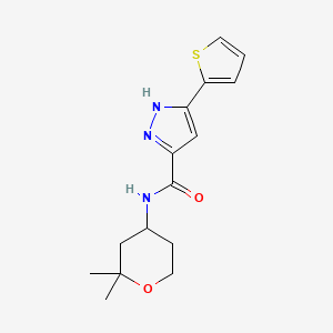 molecular formula C15H19N3O2S B12174374 N-(2,2-dimethyltetrahydro-2H-pyran-4-yl)-5-(2-thienyl)-1H-pyrazole-3-carboxamide 