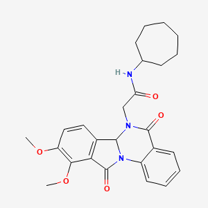 N-cycloheptyl-2-(9,10-dimethoxy-5,11-dioxo-6a,11-dihydroisoindolo[2,1-a]quinazolin-6(5H)-yl)acetamide