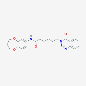 molecular formula C23H25N3O4 B12174449 N-(3,4-dihydro-2H-1,5-benzodioxepin-7-yl)-6-(4-oxoquinazolin-3(4H)-yl)hexanamide 