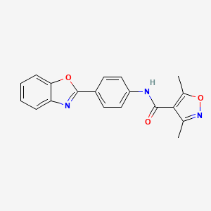 molecular formula C19H15N3O3 B12174493 N-[4-(1,3-benzoxazol-2-yl)phenyl]-3,5-dimethyl-1,2-oxazole-4-carboxamide 