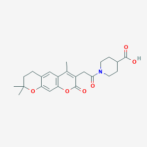 molecular formula C23H27NO6 B12174506 1-[(4,8,8-trimethyl-2-oxo-7,8-dihydro-2H,6H-pyrano[3,2-g]chromen-3-yl)acetyl]piperidine-4-carboxylic acid 