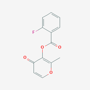 molecular formula C13H9FO4 B12174535 2-methyl-4-oxo-4H-pyran-3-yl 2-fluorobenzoate 