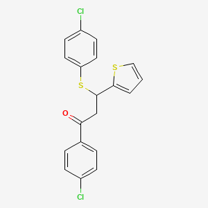 molecular formula C19H14Cl2OS2 B12174622 1-(4-Chlorophenyl)-3-[(4-chlorophenyl)sulfanyl]-3-(thiophen-2-yl)propan-1-one 