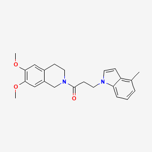 molecular formula C23H26N2O3 B12174649 1-(6,7-dimethoxy-3,4-dihydroisoquinolin-2(1H)-yl)-3-(4-methyl-1H-indol-1-yl)propan-1-one 