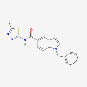 molecular formula C19H16N4OS B12174745 1-benzyl-N-[(2E)-5-methyl-1,3,4-thiadiazol-2(3H)-ylidene]-1H-indole-5-carboxamide 