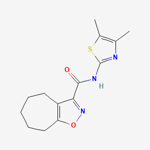 molecular formula C14H17N3O2S B12174754 N-[(2Z)-4,5-dimethyl-1,3-thiazol-2(3H)-ylidene]-5,6,7,8-tetrahydro-4H-cyclohepta[d][1,2]oxazole-3-carboxamide 