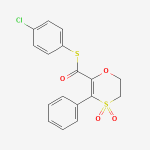 molecular formula C17H13ClO4S2 B12174780 S-(4-chlorophenyl) 3-phenyl-5,6-dihydro-1,4-oxathiine-2-carbothioate 4,4-dioxide 