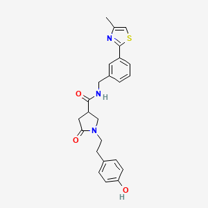 molecular formula C24H25N3O3S B12174812 1-[2-(4-hydroxyphenyl)ethyl]-N-[3-(4-methyl-1,3-thiazol-2-yl)benzyl]-5-oxopyrrolidine-3-carboxamide 