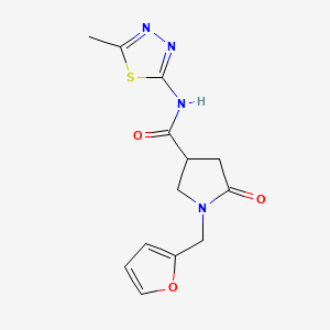 molecular formula C13H14N4O3S B12174904 1-(furan-2-ylmethyl)-N-(5-methyl-1,3,4-thiadiazol-2-yl)-5-oxopyrrolidine-3-carboxamide 