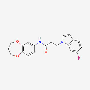 molecular formula C20H19FN2O3 B12175001 N-(3,4-dihydro-2H-1,5-benzodioxepin-7-yl)-3-(6-fluoro-1H-indol-1-yl)propanamide 