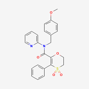 molecular formula C24H22N2O5S B12175003 N-(4-methoxybenzyl)-3-phenyl-N-(pyridin-2-yl)-5,6-dihydro-1,4-oxathiine-2-carboxamide 4,4-dioxide 