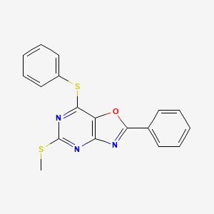 molecular formula C18H13N3OS2 B12175050 5-(Methylsulfanyl)-2-phenyl-7-(phenylsulfanyl)[1,3]oxazolo[4,5-d]pyrimidine CAS No. 918147-57-6