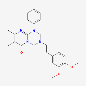 3-(2-cyclohex-1-en-1-ylethyl)-7,8-dimethyl-1-phenyl-1,2,3,4-tetrahydro-6H-pyrimido[1,2-a][1,3,5]triazin-6-one