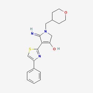 molecular formula C19H21N3O2S B12175142 5-imino-4-(4-phenyl-1,3-thiazol-2-yl)-1-(tetrahydro-2H-pyran-4-ylmethyl)-2,5-dihydro-1H-pyrrol-3-ol 