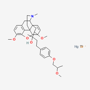 B1217534 Mercury, bromo(3-(4-(3-((5alpha,7alpha)-4,5-epoxy-3,6-dimethoxy-17-methyl-6,14-ethenomorphinan-7-yl)-(3R)-3-hydroxybutyl)phenoxy)-2-methoxypropyl)- CAS No. 95461-73-7