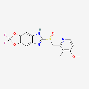 B1217537 2,2-Difluoro-6-((4-methoxy-3-methyl-2-pyridyl)methylsulfinyl)-5H-(1,3)-dioxolo(4,5-f)benzimidazole CAS No. 97966-86-4