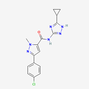 molecular formula C16H15ClN6O B12175459 3-(4-chlorophenyl)-N-(3-cyclopropyl-1H-1,2,4-triazol-5-yl)-1-methyl-1H-pyrazole-5-carboxamide 