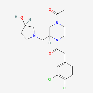 B1217547 4-Acetyl-1-((3,4-dichlorophenyl)acetyl)-2-((3-hydroxy-1-pyrrolidinyl)methyl)piperazine CAS No. 133407-20-2