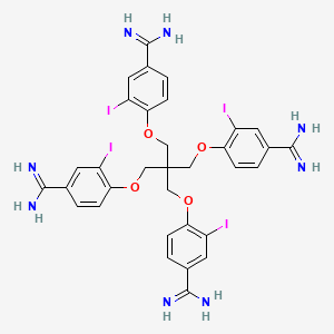 molecular formula C33H32I4N8O4 B1217567 4-[3-(4-Carbamimidoyl-2-iodophenoxy)-2,2-bis[(4-carbamimidoyl-2-iodophenoxy)methyl]propoxy]-3-iodobenzenecarboximidamide CAS No. 94854-85-0