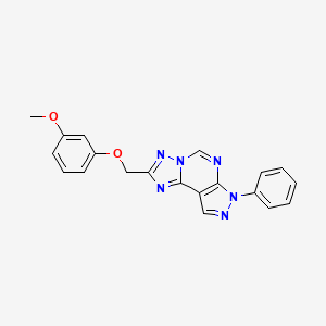 molecular formula C20H16N6O2 B1217575 2-[(3-methoxyphenoxy)methyl]-7-phenyl-7H-pyrazolo[4,3-e][1,2,4]triazolo[1,5-c]pyrimidine 