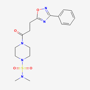 molecular formula C17H23N5O4S B12175760 N,N-dimethyl-4-[3-(3-phenyl-1,2,4-oxadiazol-5-yl)propanoyl]piperazine-1-sulfonamide 