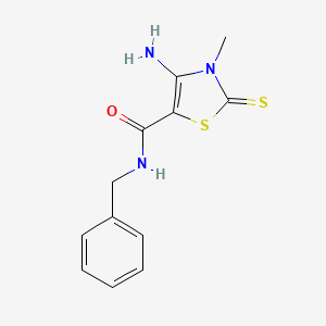 4-amino-3-methyl-N-(phenylmethyl)-2-sulfanylidene-5-thiazolecarboxamide