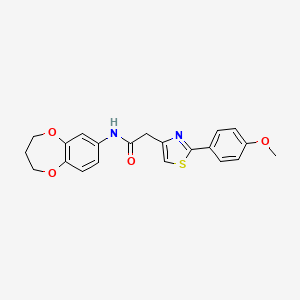 molecular formula C21H20N2O4S B12175834 N-(3,4-dihydro-2H-1,5-benzodioxepin-7-yl)-2-[2-(4-methoxyphenyl)-1,3-thiazol-4-yl]acetamide 