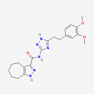 molecular formula C21H26N6O3 B12175848 N-{5-[2-(3,4-dimethoxyphenyl)ethyl]-1H-1,2,4-triazol-3-yl}-2,4,5,6,7,8-hexahydrocyclohepta[c]pyrazole-3-carboxamide 